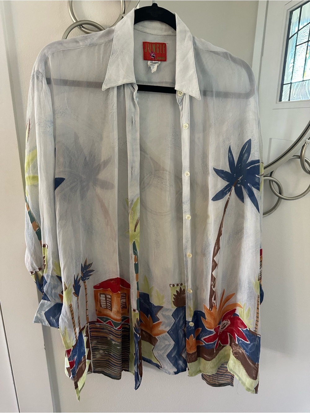 Women Kenzie Lightweight Sheer Tropical Button-Up Shirt